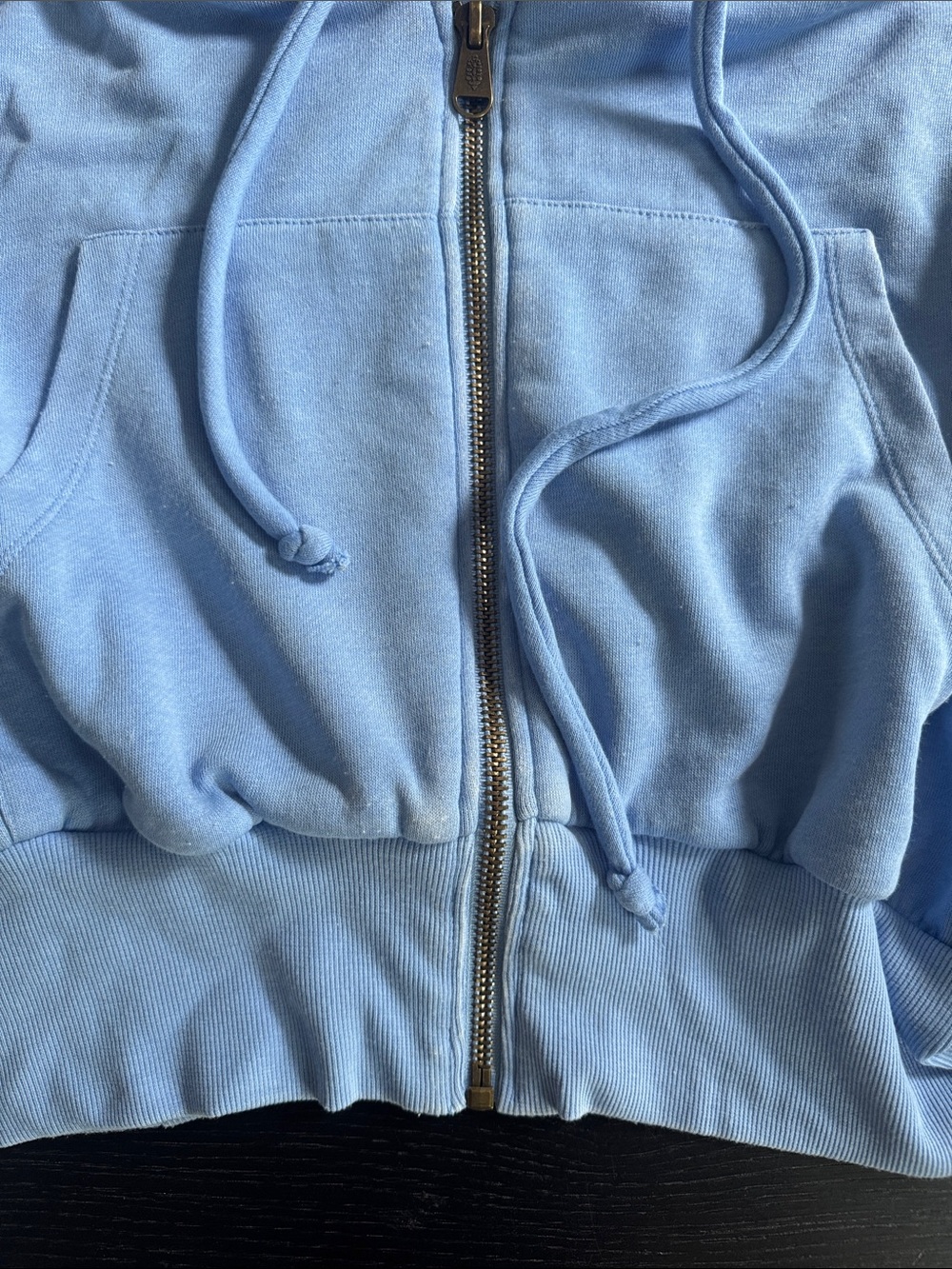 Free People Light Blue Cropped Zip Hoodie - Picture 4 of 7